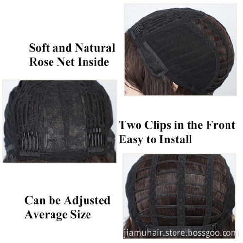 Short Wig with Bangs Synthetic BOBO Wigs Cosplay Wholesale Short Wave Hair Wigs Pink